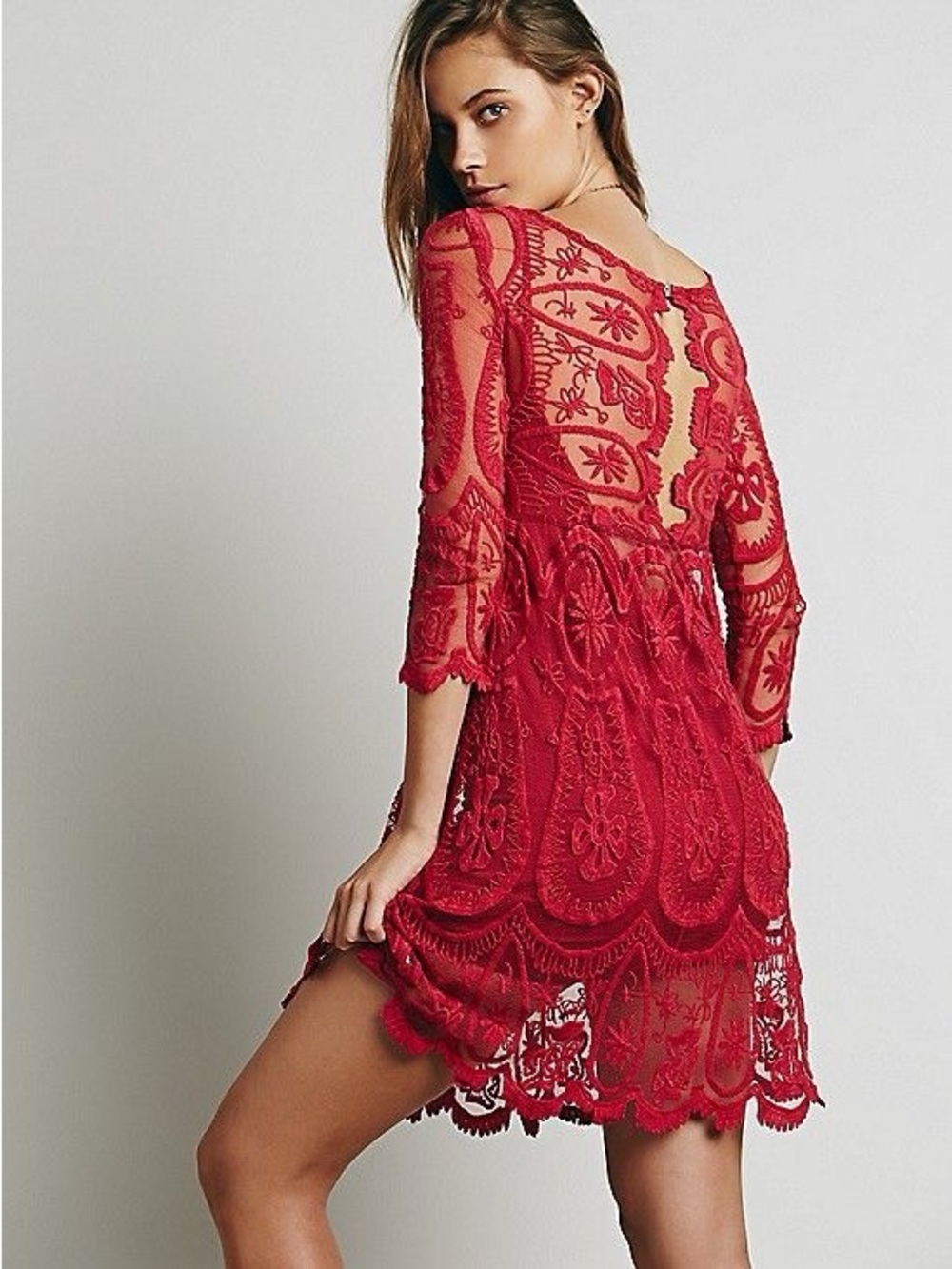 Jen's Pirate Booty x Free People Embroidered Lace Mini Dress Size XS